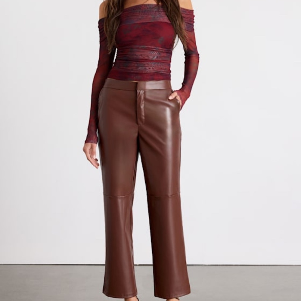 Lulus Open Minded Brown Vegan Leather Pants - Size S